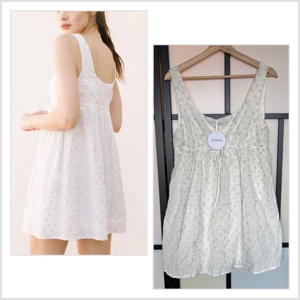 Storia‎ Babydoll Dress Star Embroidery MEDIUM Cottagecore Romantic Fairy